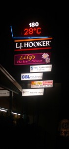 Illuminated sign by night